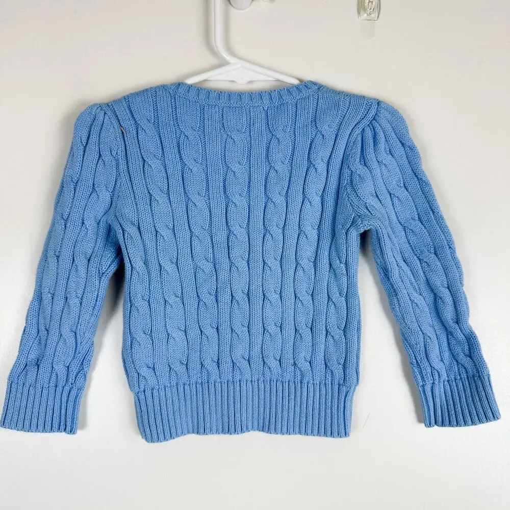 Ralph Lauren Girls Cable Knit Sweater Blue - 12-18 18 Months